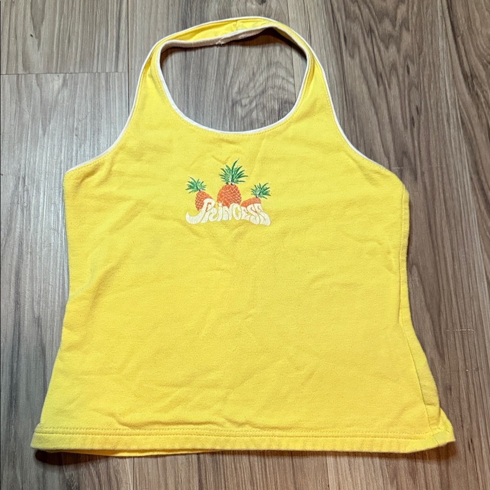 Y2k Yellow Pineapple Princess Halter Tank Top